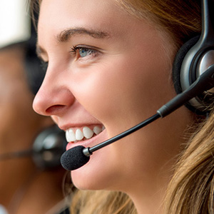 Woman wearing a headset