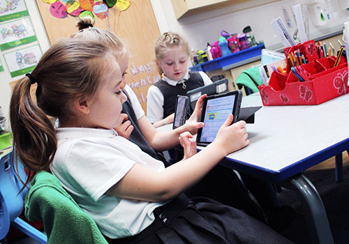 students using iPads in class