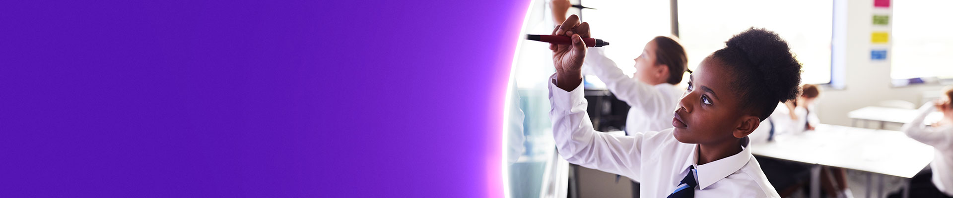 Girl using interactive board