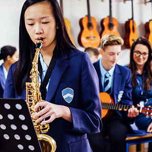 Pupils in music lesson
