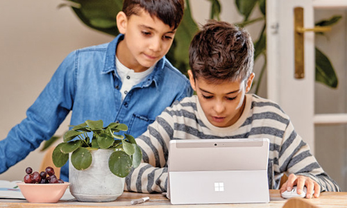 Children using a Surface Go 2