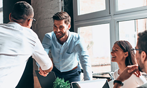 Male customer using IT equipment recently bought from BT