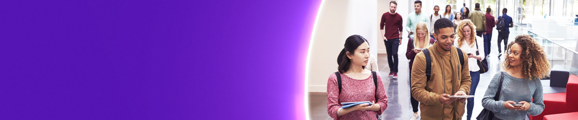 Students in a university buidling 