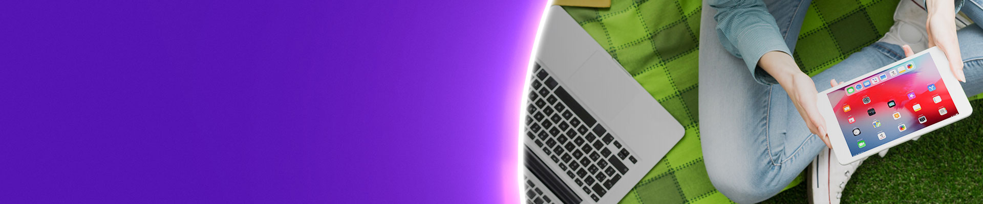 college pupil using tablet in outside