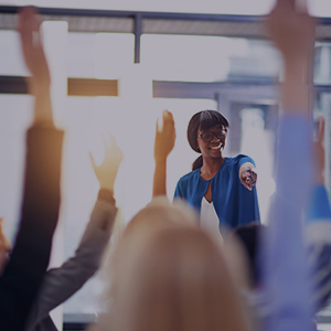 Teacher in an energised classroom