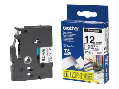 Office Supplies TZ231 - Laminated tape - black on white - Roll (1.2 cm x 8 m) - 1 roll