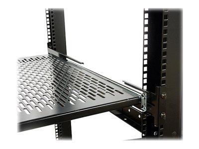 StarTech.com 2U Adjustable Mounting Depth Vented Sliding Rack Mount Shelf – 50lbs / 22.7kg
