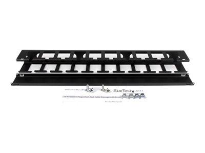 StarTech.com 1U Horizontal Finger Duct Rack Cable Management Panel with Cover