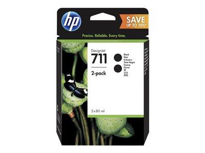 HP 711 Ink Cartridge Black 80ml Twin Pack