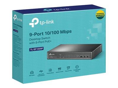 TP LINK TL-SF1009P Switch - Unmanaged - 8x 10/100 (PoE+) + 1x 10/100 PoE+ (65 W)
